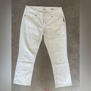 “Silver” Women's White Capri Jeans